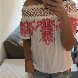 Off the shoulder exotic design top